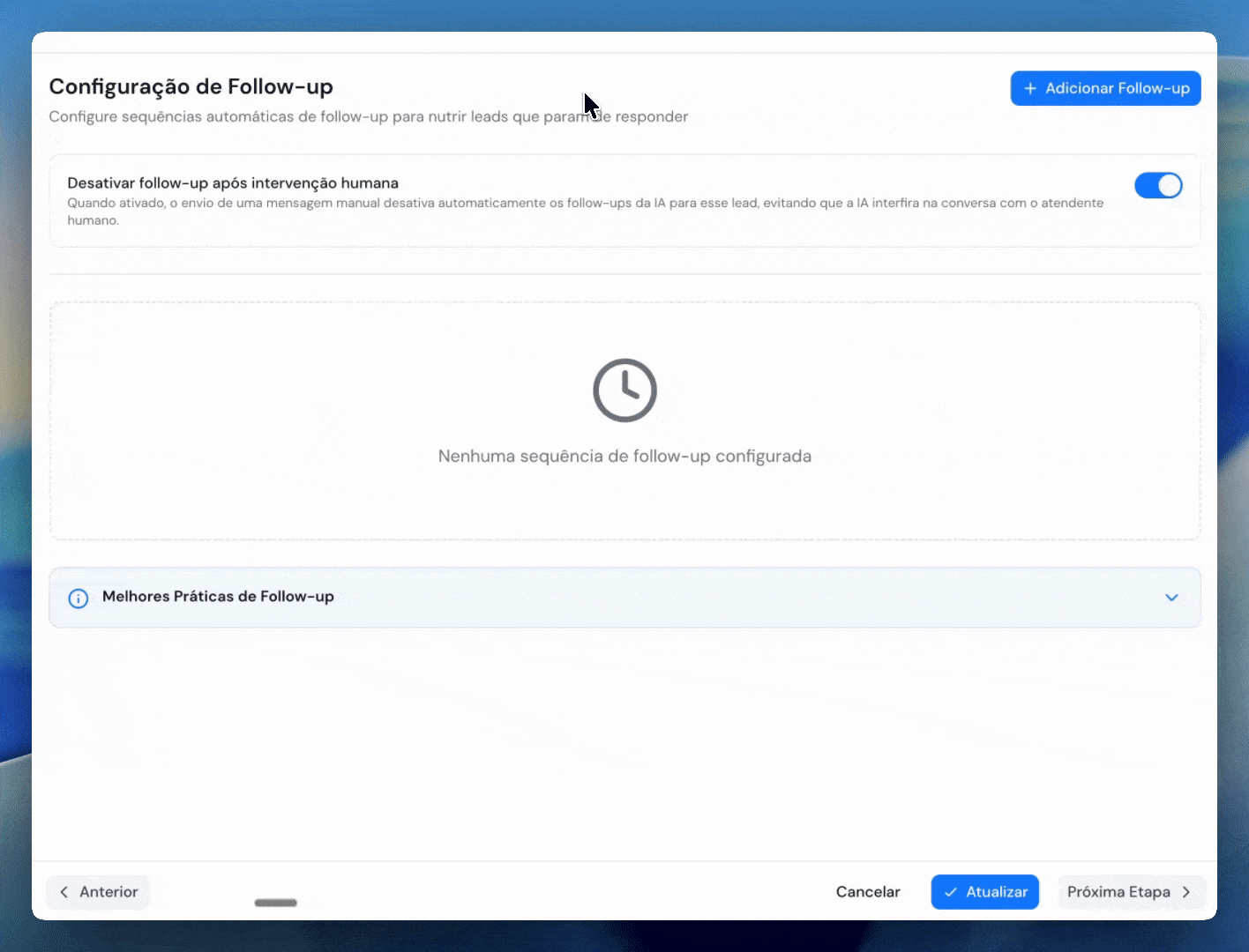 Fluxo de follow-up automatizado